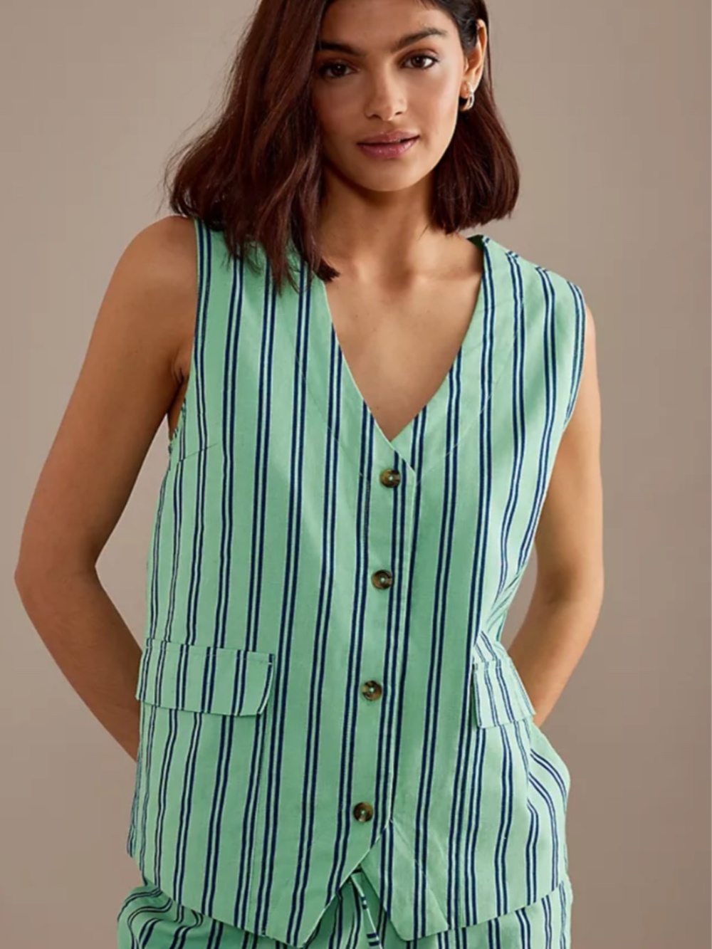 Damson Madder vest top green stripes